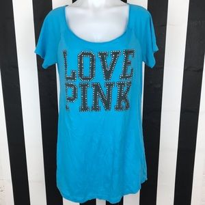 5 for $25 PINK VS Blue Boatneck Studded Tee